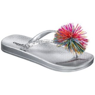 Girls Koosh Flip Flop Sandals   Silver 10 11