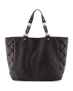 Empress Side Quilted Spike Tote, Black