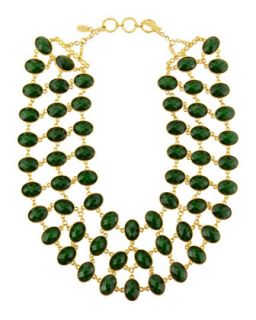 Reversible 3 Row Faceted Necklace, Red/Green