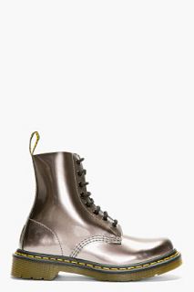 Dr. Martens Pewter Patent Leather Pascal 8_eye Boots