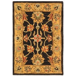Handmade Heritage Kerman Charcoal/ Gold Wool Rug (2 X 3)