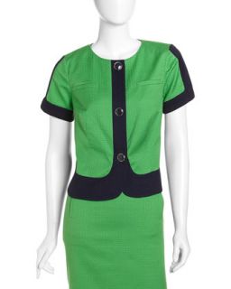 Colorblock Short Sleeve Jacket, Mod Green/Inkblot