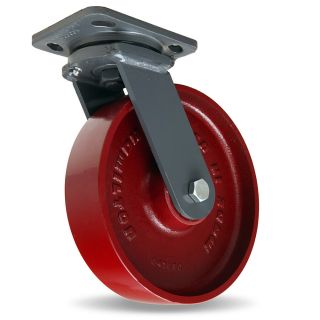 Hamilton Workhorse Caster   8Dia.X2W Metal Wheel   1500 Lb. Capacity A  1/2 Sealed Precision Ball Bearings   Swivel   Red
