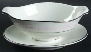Royal Jackson Wedding Lace Gravy Boat with Attached Underplate, Fine China Dinne