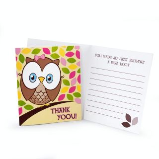 Look Whoos 1 Pink Thank You Notes