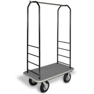 CSL Foodservice & Hospitality Bellman Cart w/ Gray Carpet, 5 in Gray Poly Casters & Black Bumper, Black