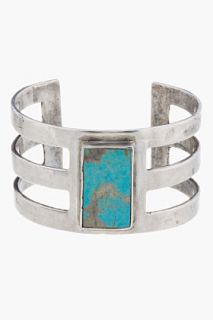 Pamela Love Antique Silver Turquoise Inlay Cage Cuff