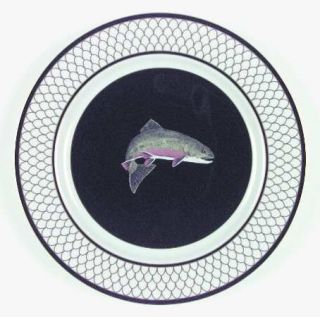 Lynn Chase American Waters Luncheon Plate, Fine China Dinnerware   Geometric Rim