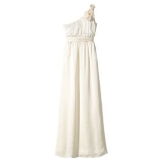 TEVOLIO Womens Satin One Shoulder Rosette Maxi Dress   Off White   2