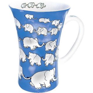 Konitz Chain Of Elephants Blue Mega Mugs (set Of 4)
