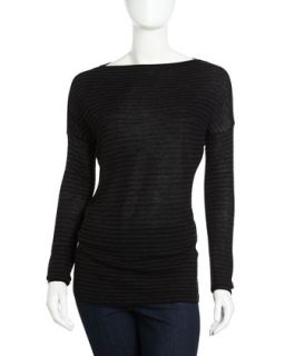 Striped Bateau Neck Sweater, Carbon/Black