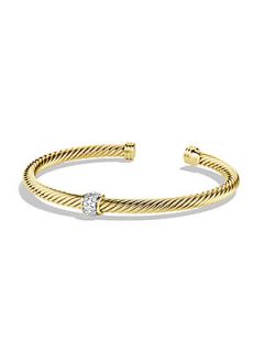 David Yurman Diamond & 18K Yellow Gold Cable Bracelet   Gold