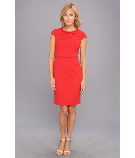 Adrianna Papell Beaded Front Sheath Womens Dress (Red)