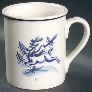 Dansk Bistro Christmas Mug, Fine China Dinnerware   Blue&White Motif, Figural Se