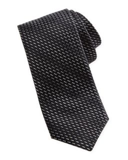 Narrow Stitch Contrast Tail Tie, Black/Silver