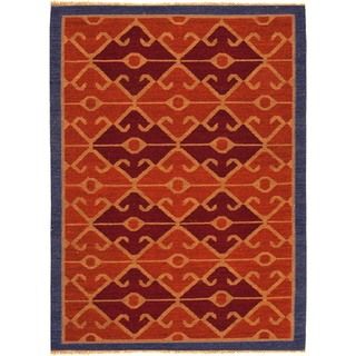 Handmade Flat Weave Tribal Multicolor 100 percent Wool Rug (5 X 8)