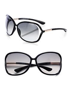Tom Ford Eyewear Raquel Plastic Soft Wrap Sunglasses   Black Grey