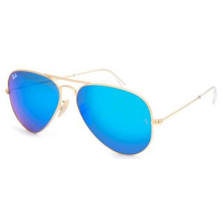 Aviator Large Metal Sunglasses Matte Gold/Crystal Blue Mirror One Size F