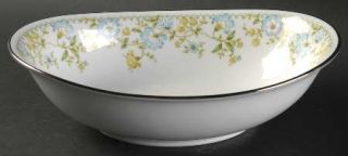 Noritake Flourish 10 Oval Vegetable Bowl, Fine China Dinnerware   Blue/Yellow F