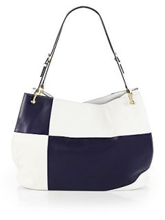 Tods Horse Grand Colorblock Medium Shopper   White Blue