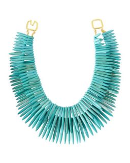 Double Strand Graduated Spike Station Necklace, Turquoise
