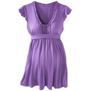 Merona Maternity Short Sleeve Ruffled Tee   Purple Violet XS