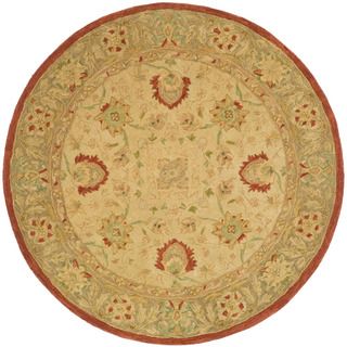 Hand made Oushak Ivory/ Grey Hand spun Wool Rug (6 Round)