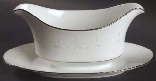 Sango Florence Gravy Boat with Attached Underplate, Fine China Dinnerware   Whit