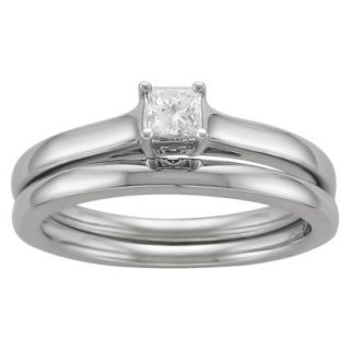 1/4 CT.T.W. Solitaire Bridal Set Ring in 14K White Gold   Size 6.5