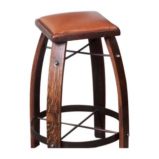 2 Day Designs Reclaimed 28 in. Stave Bar Stool with Leather Seat Multicolor  