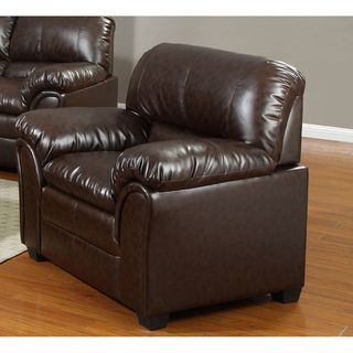 Brown Leather Chair (Bonded leather Unique PatternSeat dimensions 21.5 inches high x 19 inches wide x 21.5 inches deepDimensions 39 inches high x 44 inches wide x 36 inches deep Model 71062 Assembly required. This product ships in one (1) box.)