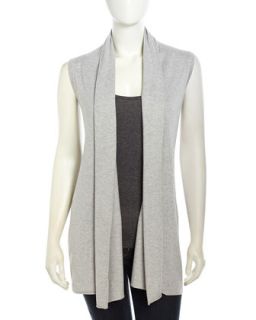 Open Front Silk Cashmere Blend Vest, Pale Gray
