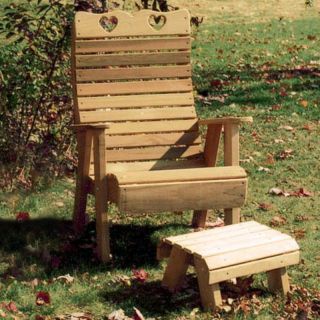 Creekvine Designs Cedar Country Hearts Patio Chair and Footrest Set Multicolor  