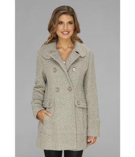 Jessica Simpson Double Breasted Asymmetrical Button Closure Coat Womens Coat (Gray)