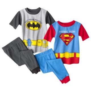 Batman and Superman Toddler Boys 4 Piece Short Sleeve Pajama Set   Black/Red 2T