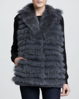 Fox & Rabbit Fur Vest, Gray