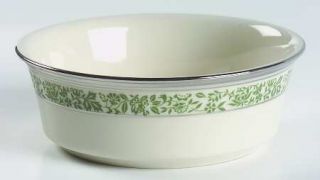 Lenox China Memoir Coupe Cereal Bowl, Fine China Dinnerware   Green Floral Band,