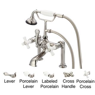 Water Creation F6 0006 05 Vintage Classic 7 inch Spread Deck Mount Tub Faucet With 6 inch Risers And Handheld Shower