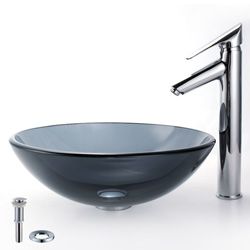 Kraus Bathroom Combo Set Black Vessel Sink And Decus Faucet