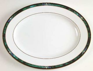 Lenox China Kelly 13 Oval Serving Platter, Fine China Dinnerware   Debut, Green