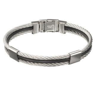 Stainless Steel and Rubber Bangle Bracelet