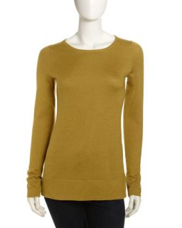 Split Hem Pullover Sweater, Chartreuse