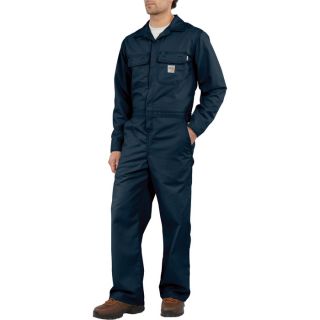 Carhartt Flame Resistant Twill Unlined Coverall   Dark Navy, 52 Inch Waist,