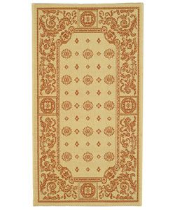 Indoor/ Outdoor Beaches Natural/ Terracotta Rug (2 X 37) (IvoryPattern GeometricMeasures 0.25 inch thickTip We recommend the use of a non skid pad to keep the rug in place on smooth surfaces.All rug sizes are approximate. Due to the difference of monito