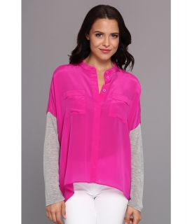 Aryn K Shirting w/ Pocket Contrast Back Womens Clothing (Pink)