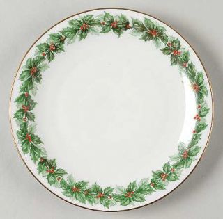Tirschenreuth Holly Salad Plate, Fine China Dinnerware   Holly Border,Enameled B