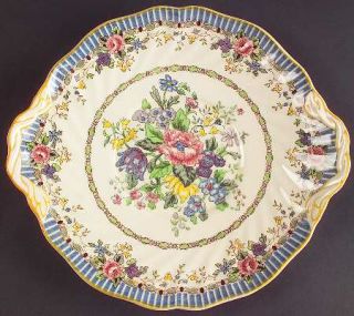 Royal Doulton Vernon, The Handled Cake Plate, Fine China Dinnerware   Blue Borde