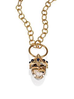 Temple St. Clair Rock Crystal, Sapphire & 18K Yellow Gold Acorn Amulet   Gold
