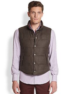 Brunello Cucinelli Reversible Quilted Vest   Taupe