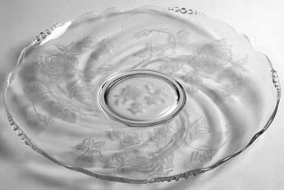 Heisey Heisey Rose Medium Torte Plate   Stem #5072, Etched  Rose Design